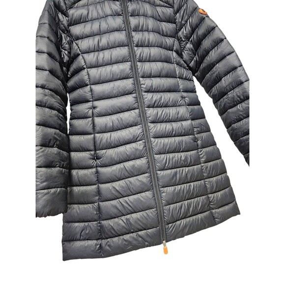 Save The Duck Womens 1/S Ultra Light Jacket Hooded Puffer Coat Plumtech Navy - Picture 10 of 16